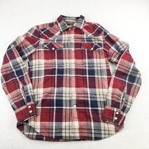 Levi's Men's Small Slim Fit Pearl Snap Western Plaid Shirt